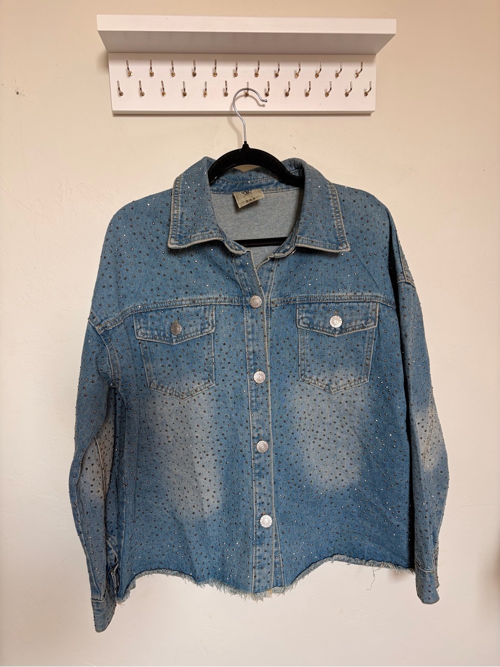 Vocal Light Blue Denim Jacket with Silver Shimmer Details